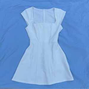 Square Neck White Mini Dress